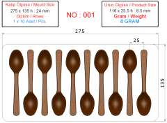 0001 - Moule à Chocolat Spécial Cuillère en Polycarbonate