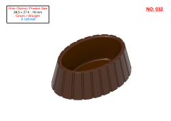 0032 - Oval oyuklu polikarbonat çikolata kalıbı