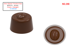 0040 - Yuvarlak kahve kabartmalı pralin çikolata kalıbı
