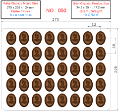 0050 - Heykel Desenli Oval Pralin Çikolata Kalıbı