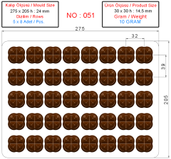 0051 - Dekorlu Pralin Çikolata Kalıbı