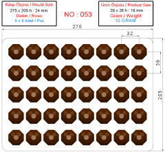 0053 - Kristal Pralin Polikarbonat Çikolata Kalıbı