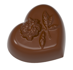 0054 - Moule à chocolat coeur à motifs de fleurs