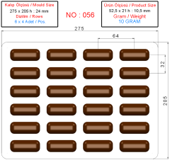 0056 - Dikdörtgen Pralin Mini Bar Çikolata Kalıbı
