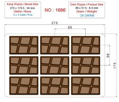 1686 - Mini Tablet Çikolata Polikarbonat Kalıp
