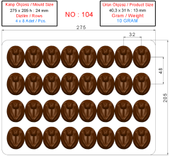 0104 - Spesiyal Oval Lale Kabartmalı Çikolata Kalıbı