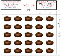 0118 - Spesiyal Elips Dolguluk Pralin Çikolata Kalıbı