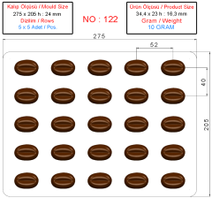 0122 - Spesiyal Kahve Çekirdeği Pralin Çikolata Kalıbı