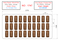 1747 - Moule rectangulaire en polycarbonate pour chocolat