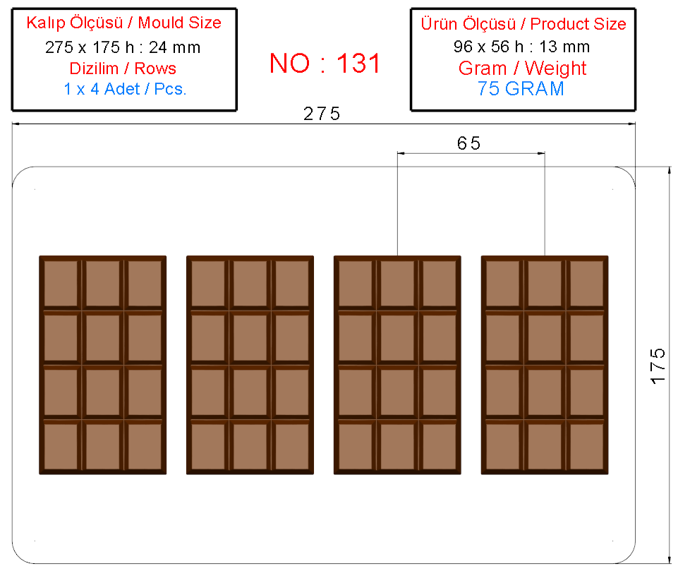 75 grammes Moule à chocolat de Dubaï - 0131