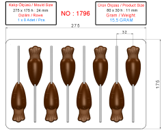 1796 -Havuç Lolipop Çikolata Polikarbonat Kalıbı