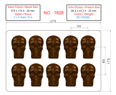 1828 - Skull Chocolate Polycarbonate Mold