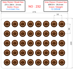 0232 - Yuvarlak Kahve Desenli Pralin Çikolata Kalıbı