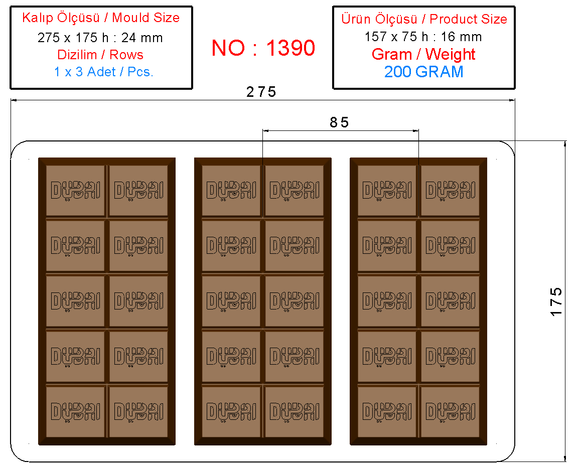 200 Gr. DUBAI CIKOLATASI KALIBI - 1390
