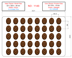 1143 - Oval Spesiyal Çikolata Kalıbı