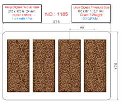 1185 - Desenli Polikarbon Tablet Çikolata Kalıbı